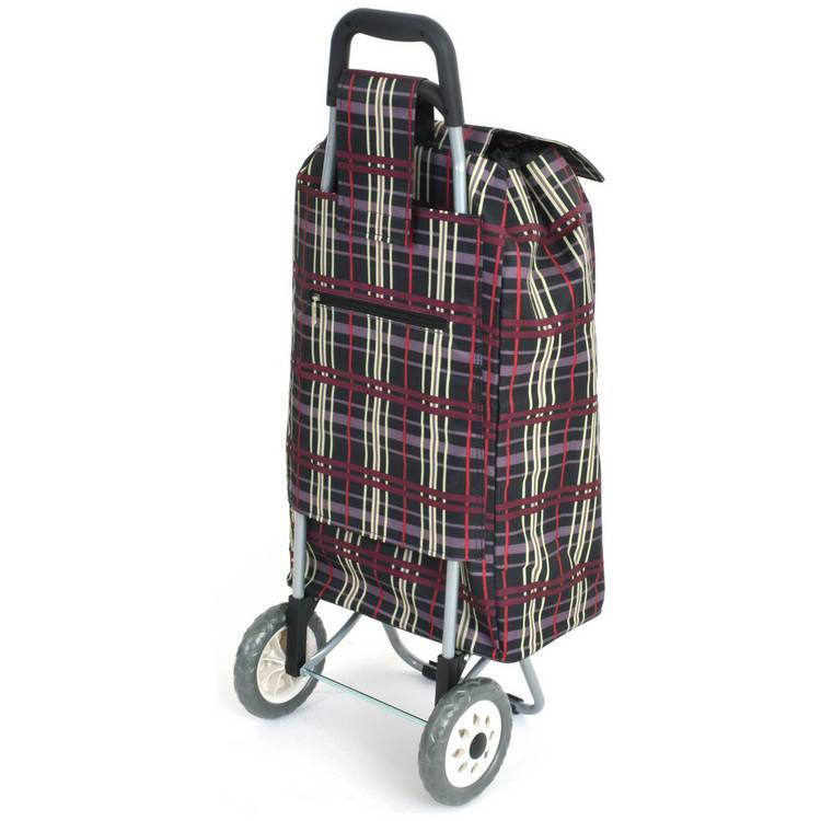 2 wheel folding check print shopping trolley (British brand)