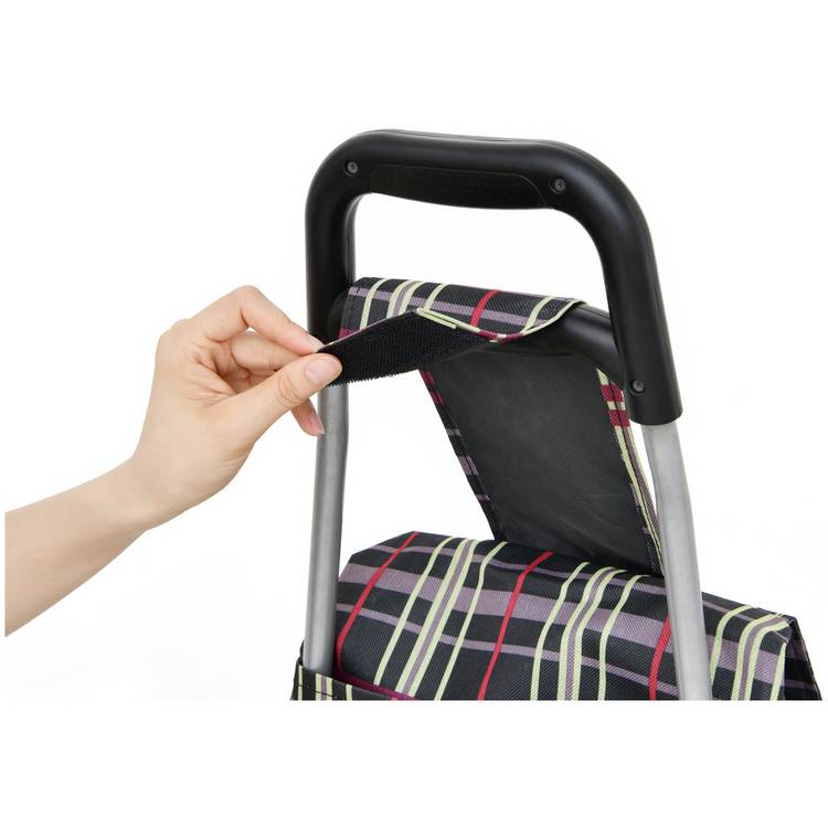 2 wheel folding check print shopping trolley (British brand)