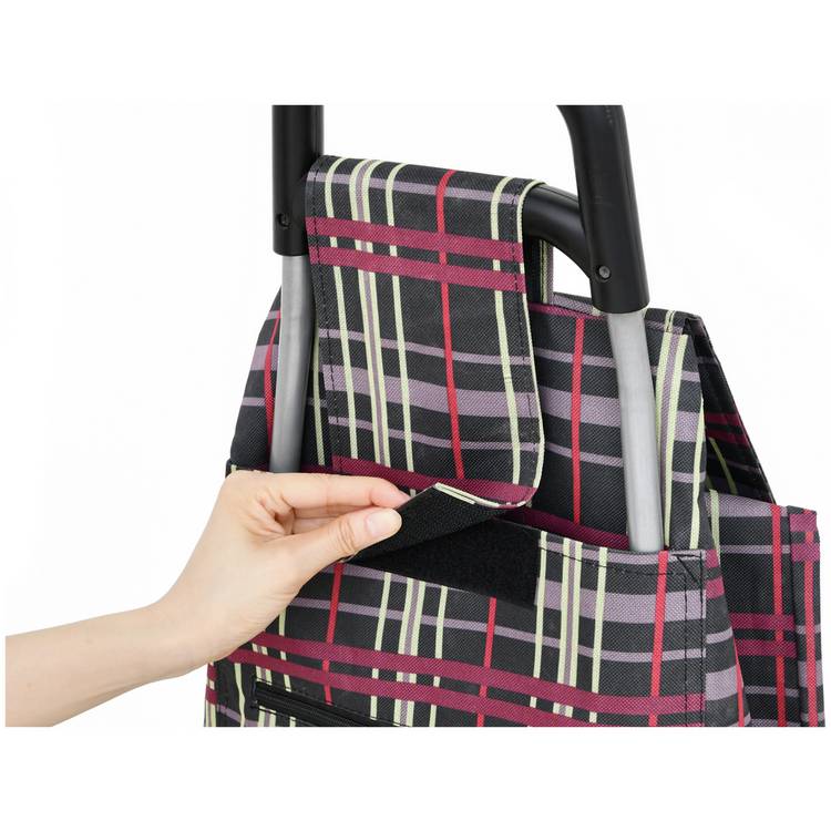 2 wheel folding check print shopping trolley (British brand)