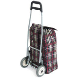 2 wheel folding check print shopping trolley (British brand)