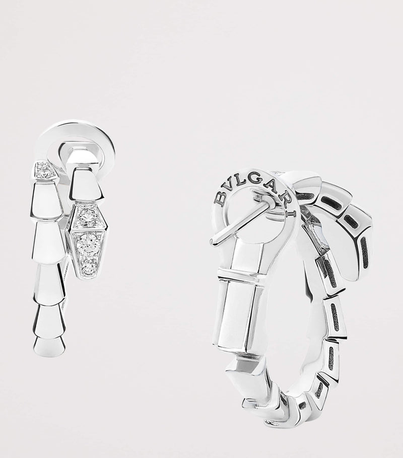 Bvlgari Serpenti Viper hoop earrings in white gold with diamonds, UK version