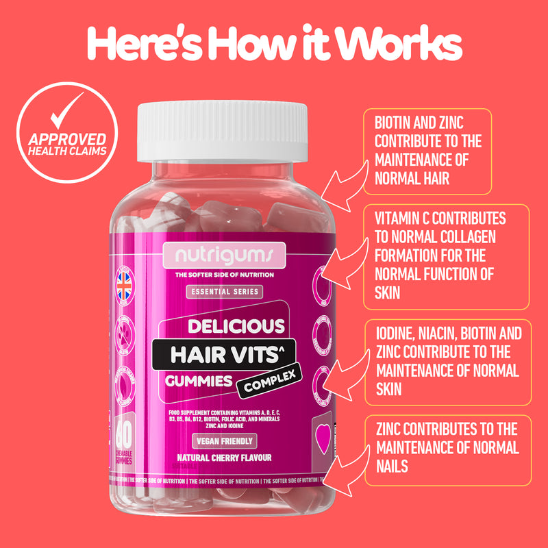 Nutrigums Hair Vits Complex gummies 60 count, UK version