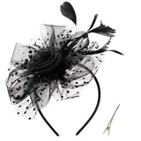 Livingandhome vintage black fascinator with feathers and beads, imported from the UK