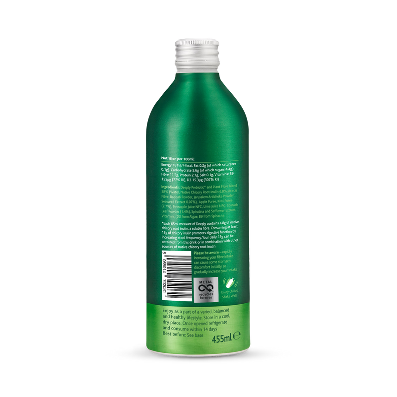 Deeply Gut Health Food With Prebiotic Plant Fibre Spinach Kiwi With Seaweed 455ml
