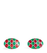 Harrods Deakin & Francis Sterling Silver and Enamel Oval Cufflinks- Buy online at McGrocer