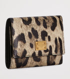 Dolce&Gabbana leather wallet with French flap and leopard print - British product