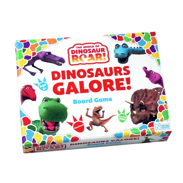 Dinosaur Roar board game with spinner and dinosaur figures, UK version