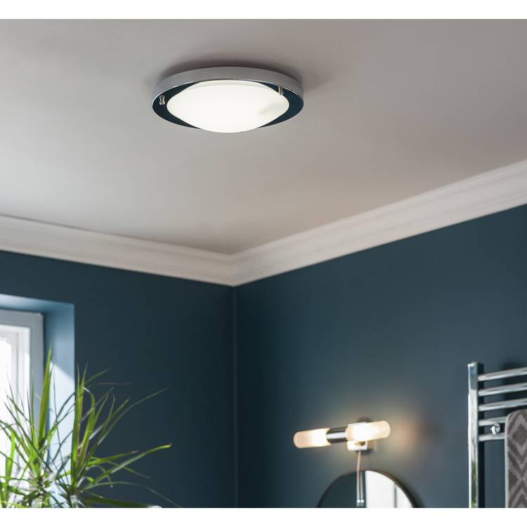 Argos Home Bowden LED flush light brushed chrome 31cm, UK version