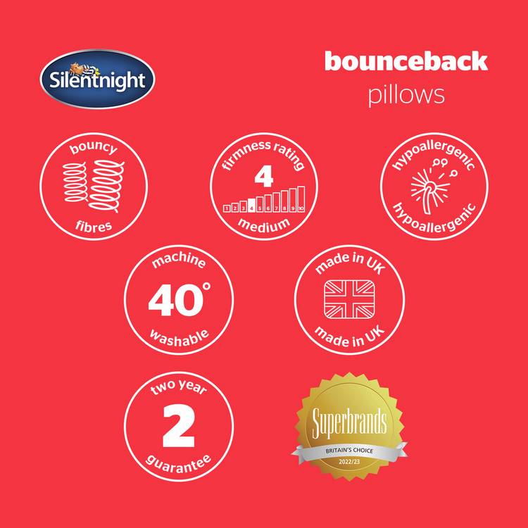 Silentnight Bounceback pillows 4 pack, imported from the UK