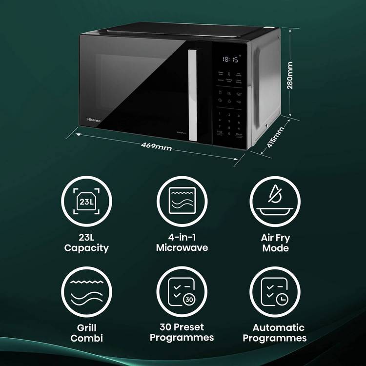 Hisense 4-in-1 microwave air fryer black 23L, UK version