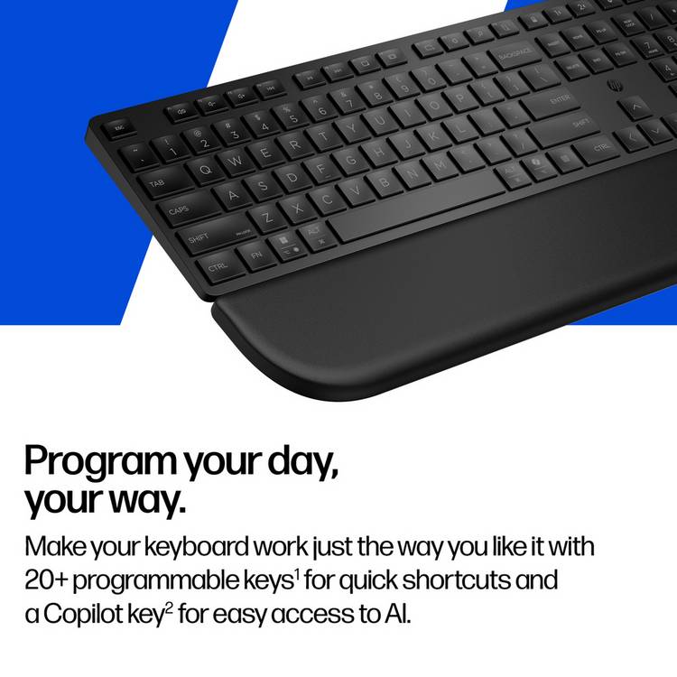 HP 580K wireless keyboard black with palm rest - British product