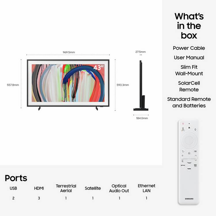 Samsung Frame 43 inch Smart QLED TV (British brand)