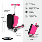 Micro Scooters pink suitcase scooter with LED wheels - British product