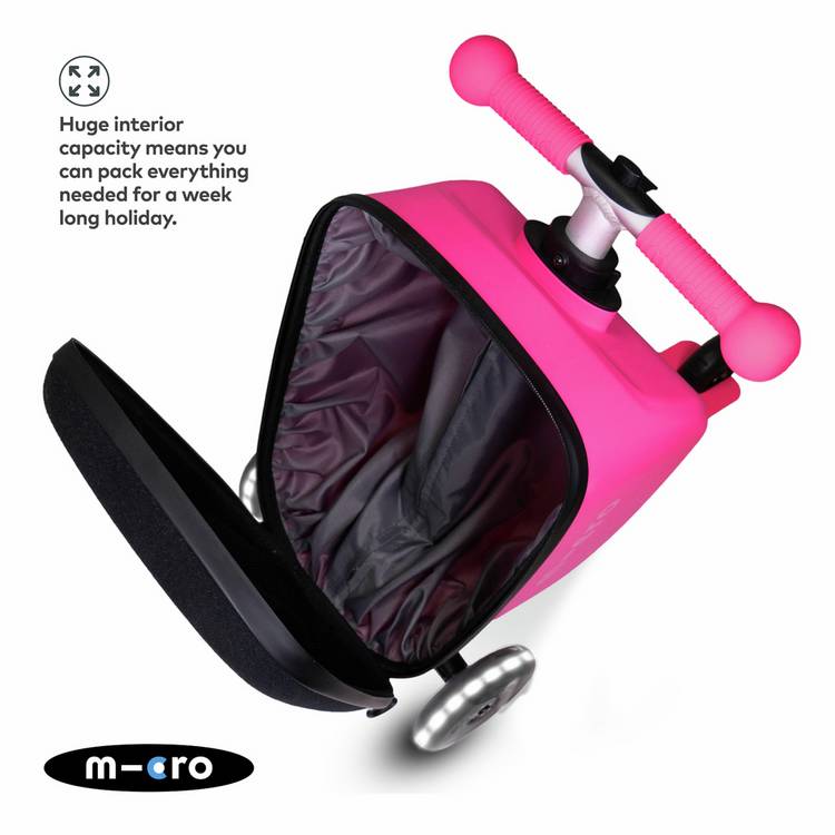 Micro Scooters pink suitcase scooter with LED wheels - British product