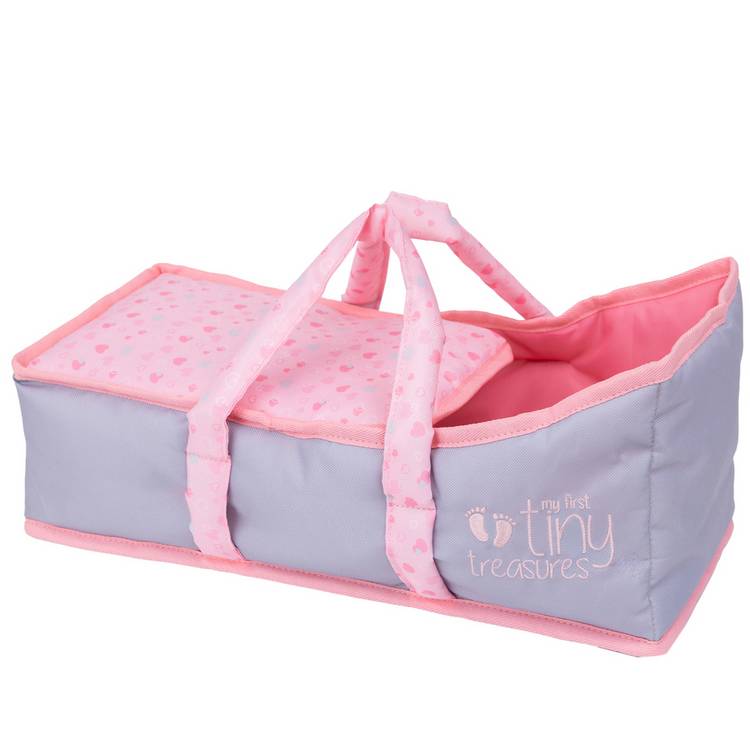 My First Tiny Treasures baby doll carry cot pink grey, UK version
