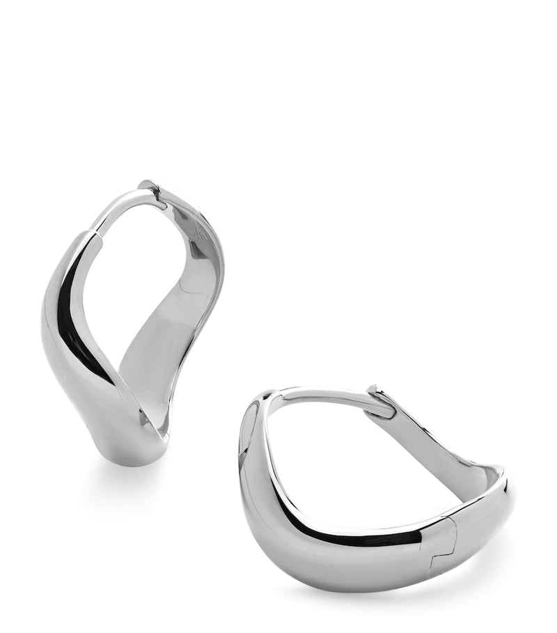 Monica Vinader small sterling silver swirl hoop earrings, UK version