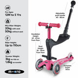Micro Scooters 3 in 1 toddler scooter pink, UK version