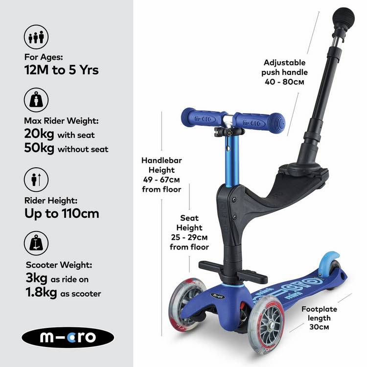 Micro Scooters 3 in 1 toddler scooter blue (British brand)