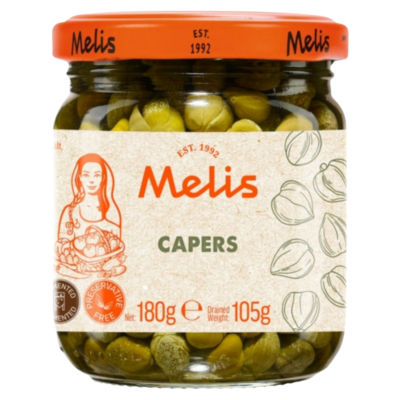 Melis Capers in Brine 180g, imported from the UK