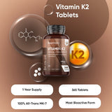 WeightWorld Vitamin K2 MK7 200mcg tablets 365 count, UK version