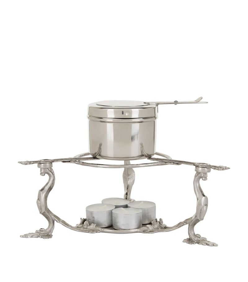 Ruffoni hammered stainless steel candle and gel warmer stand 26cm, imported from the UK