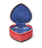 Aspinal of London leather heart-shaped watch and ring box, 4cm x 8.5cm x 7.5cm - British product