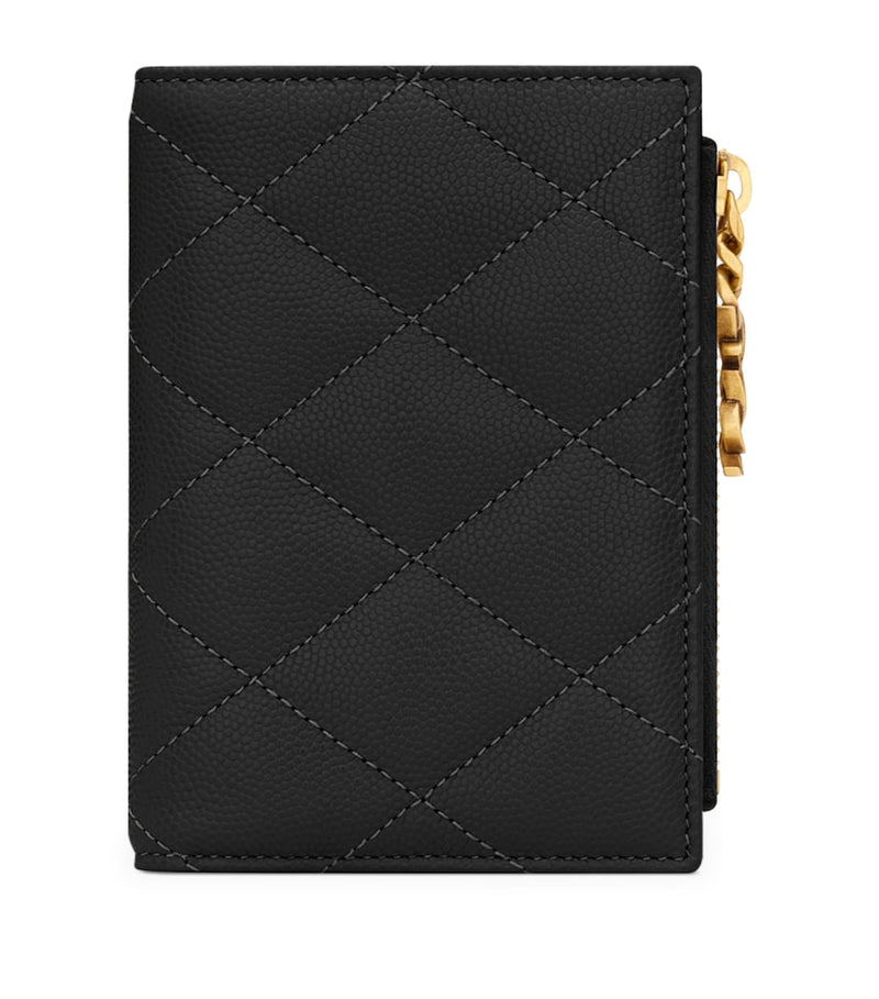 Saint Laurent Matelassé bifold wallet black calfskin (British brand)