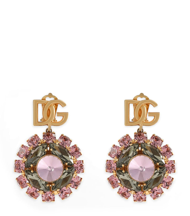 Dolce&Gabbana crystal clip-on earrings with DG logo (British brand)