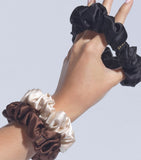 Silke mulberry silk hair scrunchies set of 3 (British brand)