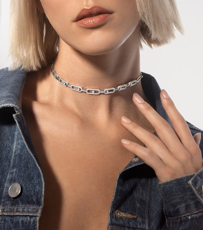 Messika Move Link white gold diamond choker, imported from the UK