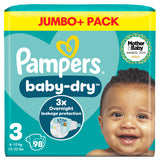 ASDA Pampers Baby-Dry Size 3 Nappies 6-10kg Jumbo Pack- Buy online at McGrocer