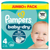 ASDA Pampers Baby-Dry Size 4 Nappies Jumbo+ Pack 9kg-14kg- Buy online at McGrocer