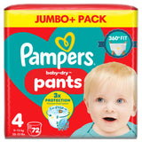 ASDA Pampers Baby-Dry Nappy Pants Size 4 9-15kg 72 Pack Jumbo+- Buy online at McGrocer