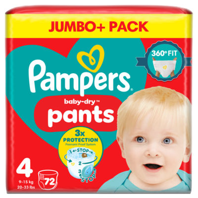 ASDA Pampers Baby-Dry Nappy Pants Size 4 9-15kg 72 Pack Jumbo+- Buy online at McGrocer