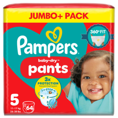 Pampers Baby-Dry Nappy Pants Size 5, imported from the UK