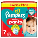 ASDA Pampers Baby-Dry Nappy Pants Size 7 15kg+ 50 Nappies Jumbo+ Pack- Buy online at McGrocer