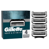 Gillette Body and Intimate Pubic Razor Cartridges 4 Razor Blade Refills, UK version