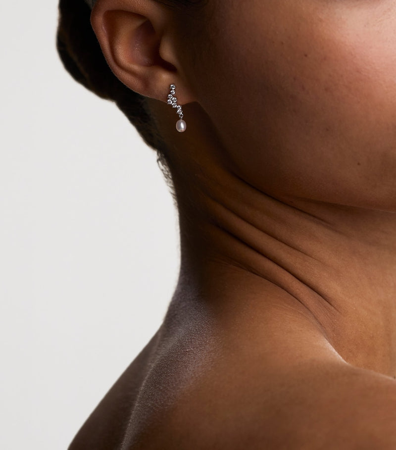 Astrid & Miyu ripple drop earrings with pearls and cubic zirconia, imported from the UK