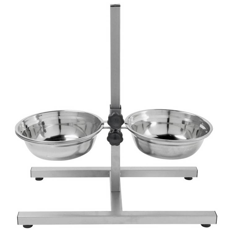 Stainless steel dual dog dining set large - British product