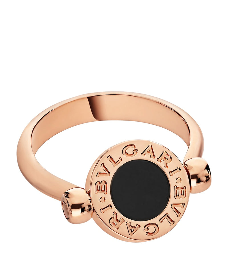 Bvlgari flip ring rose gold mother-of-pearl onyx, imported from the UK