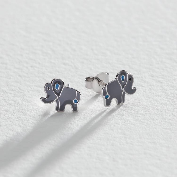 Revere sterling silver enamel elephant stud earrings - British product