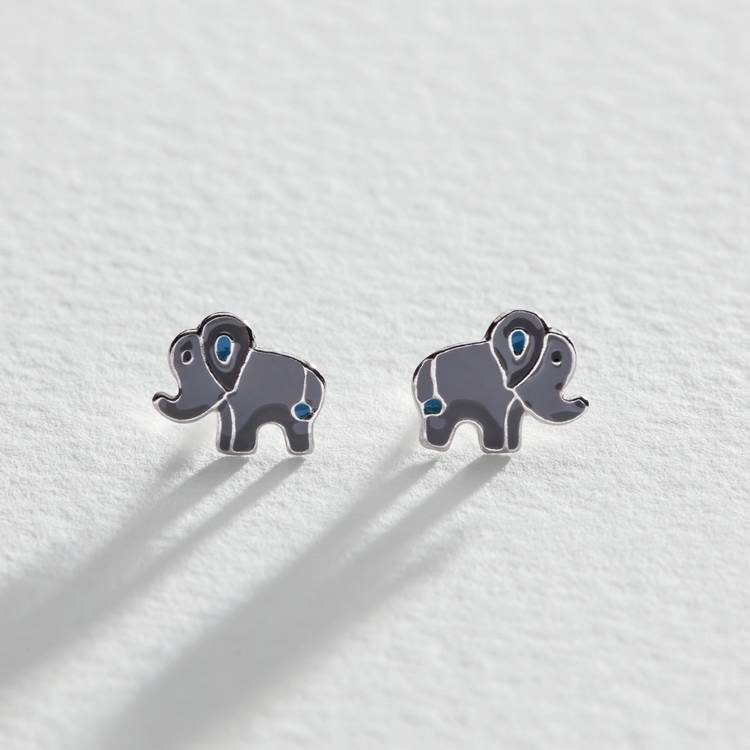 Revere sterling silver enamel elephant stud earrings - British product