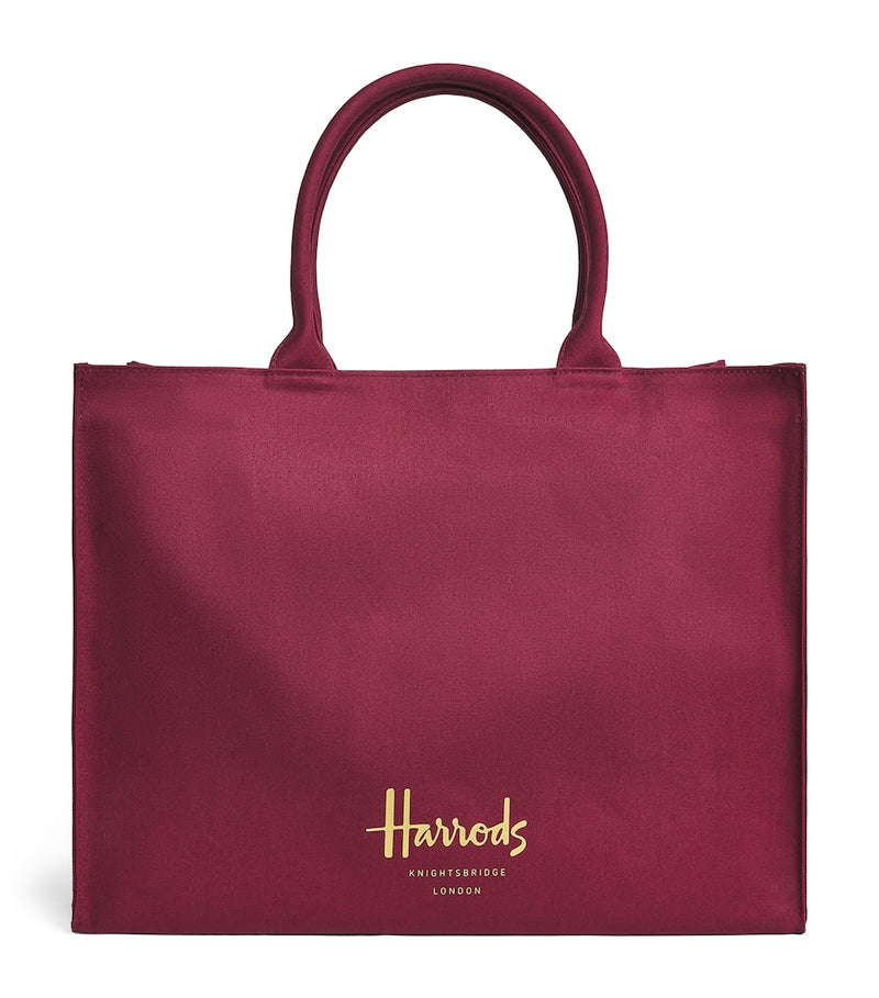Harrods tote bag burgundy cotton twill - British product