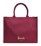 Harrods tote bag burgundy cotton twill - British product