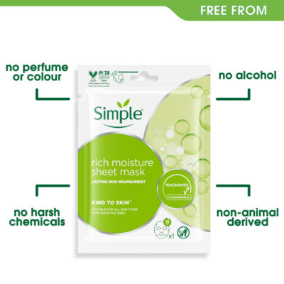 Simple Rich Moisture Sheet Mask 1x 21 ml (British brand)