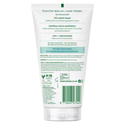 Simple Purify+ Pore Scrub 150 ml (British brand)