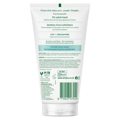 Simple Purify+ Pore Scrub 150 ml (British brand)