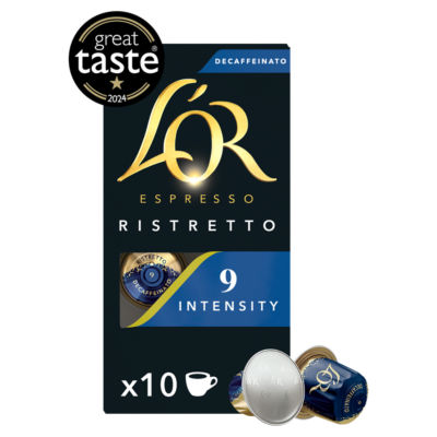 L'OR espresso ristretto decaf coffee pods intensity 9, 10 pods, UK version
