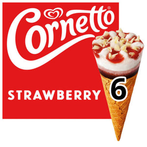 Cornetto Strawberry Ice Cream Cones 6 x 90ml Pack