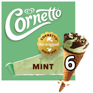Cornetto Mint Ice Cream Cones Chocolate Wafer 6 x 90ml